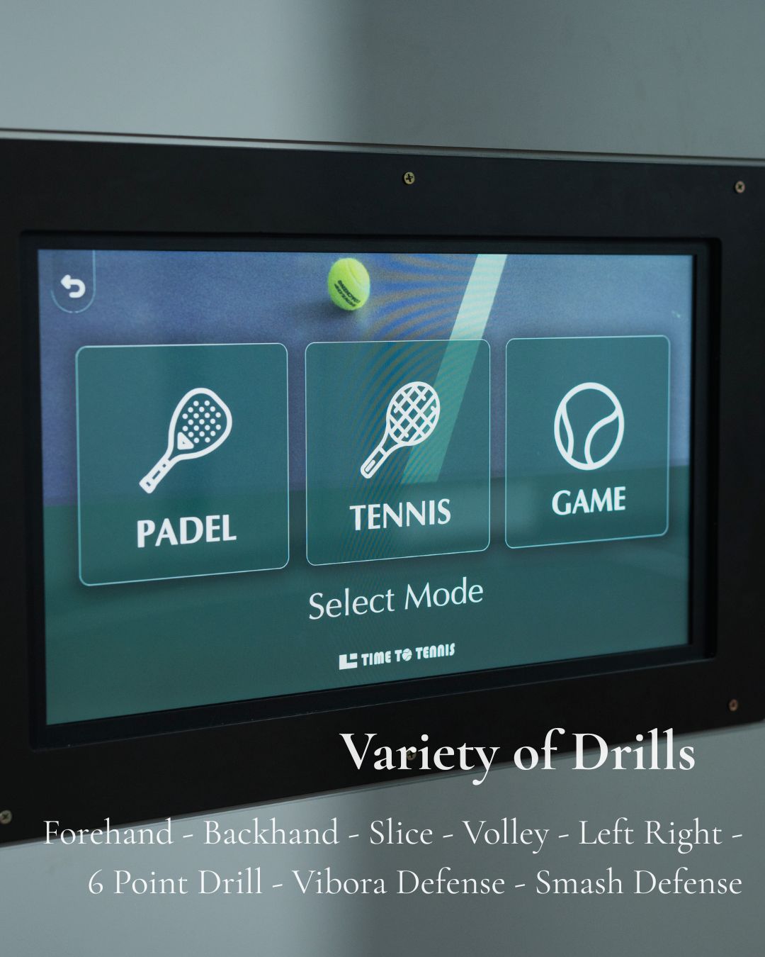 Tennis and padel drill selection: forehand, backhand, slice, volley, left-right, six-point drill, Vibora defense and smash defense.