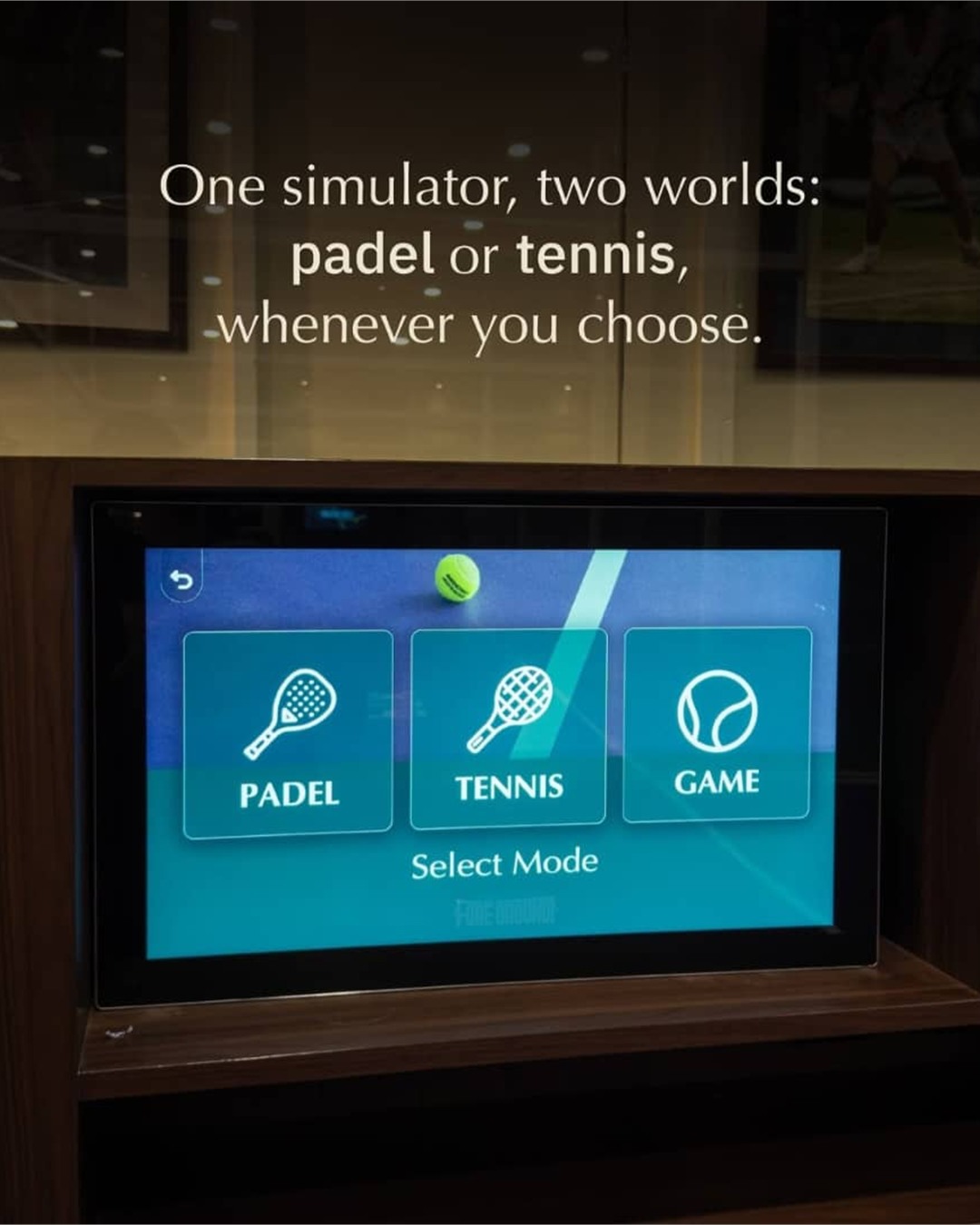 One simulator, two worlds: padel or tennis, whenever you choose.